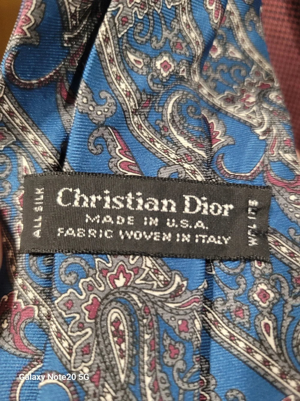 Christian Dior Silk Blue Gray Green Burgundy Paisley Tie EUC